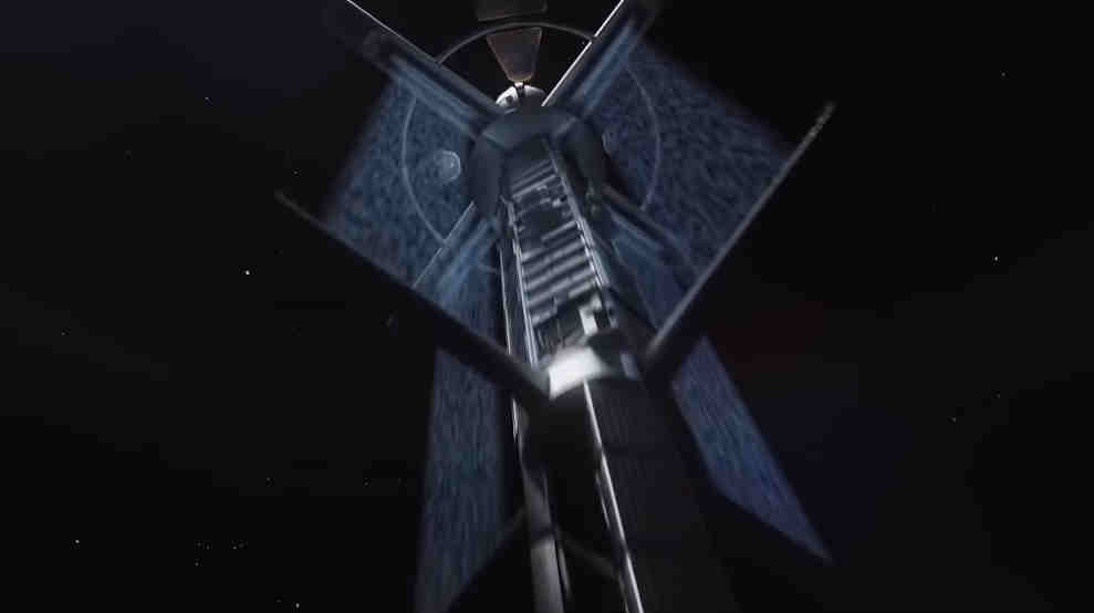 Корабль распыляет в космосе неиспаряющийся в вакууме теплоноситель в виде очень маленьких капель