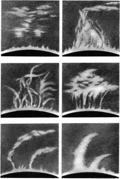 Тины водородных протуберанцев.