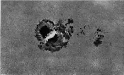 Строение крупного солнечного пятна.