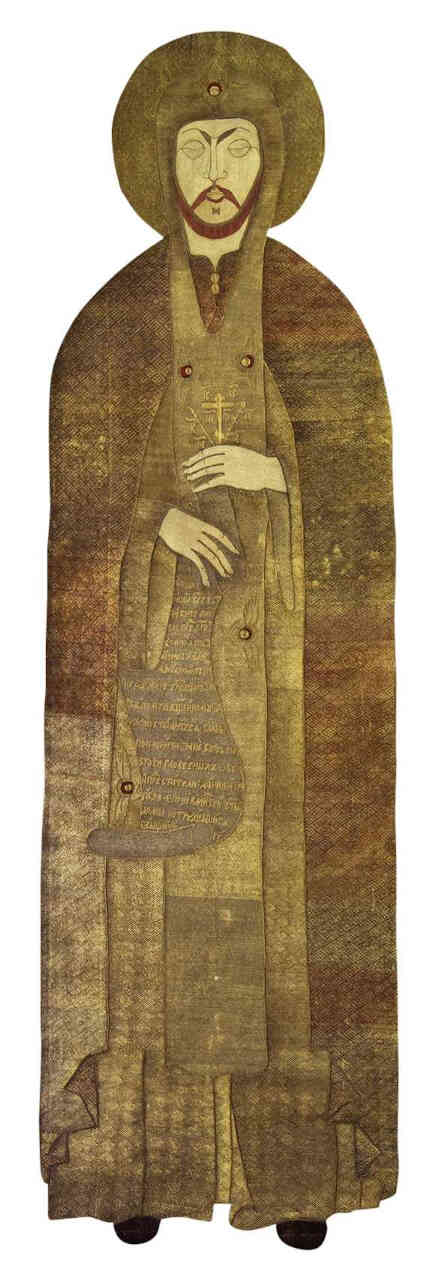 Вышитый покров с изображением святого Александра Невского. XVII век Вышитый покров с изображением святого Александра Невского. XVII век