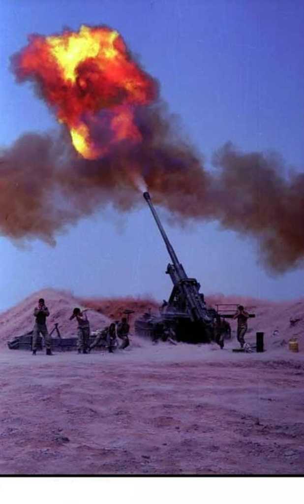 Огонь иранской САУ М1978 «Коксан» Огонь иранской САУ М1978 «Коксан»