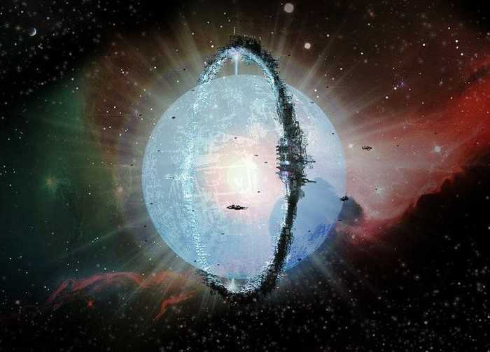 Сфера Дайсона, построенная вокруг звезды для сбора ее энергии, в представлении художника 