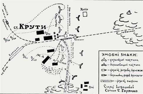 Карта боя. Бронепоезд красных сдерживала одна пушка на платформе